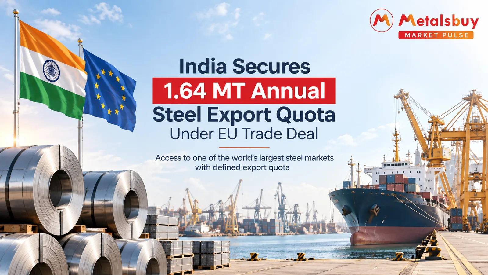 India Secures 1.64 MT Annual Steel Export Quota Under EU Trade Deal